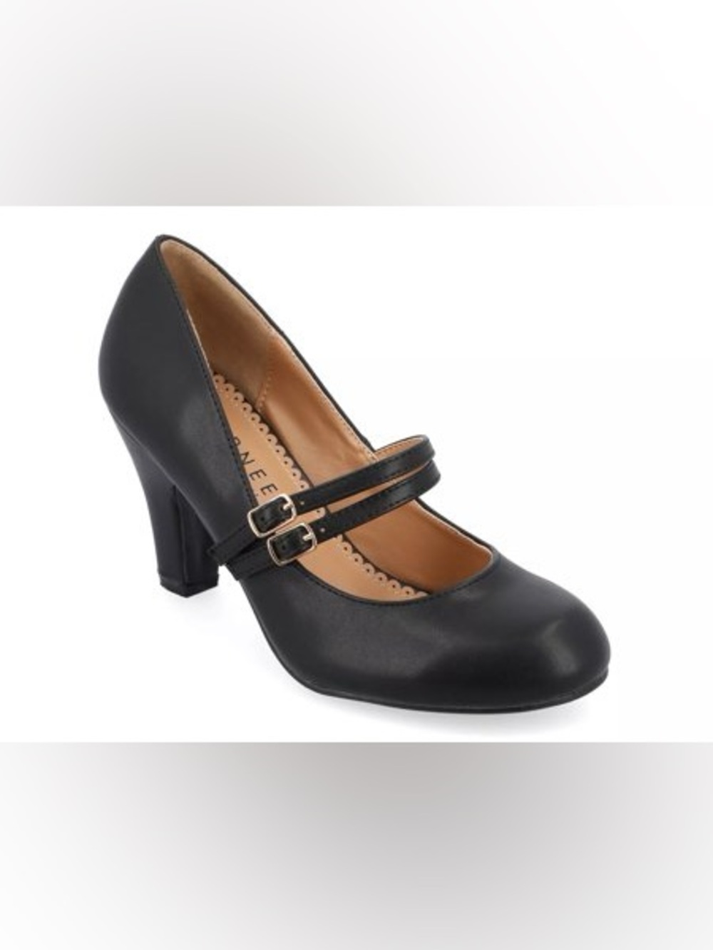 Journee Black Double-Strap Mary Jane Heels